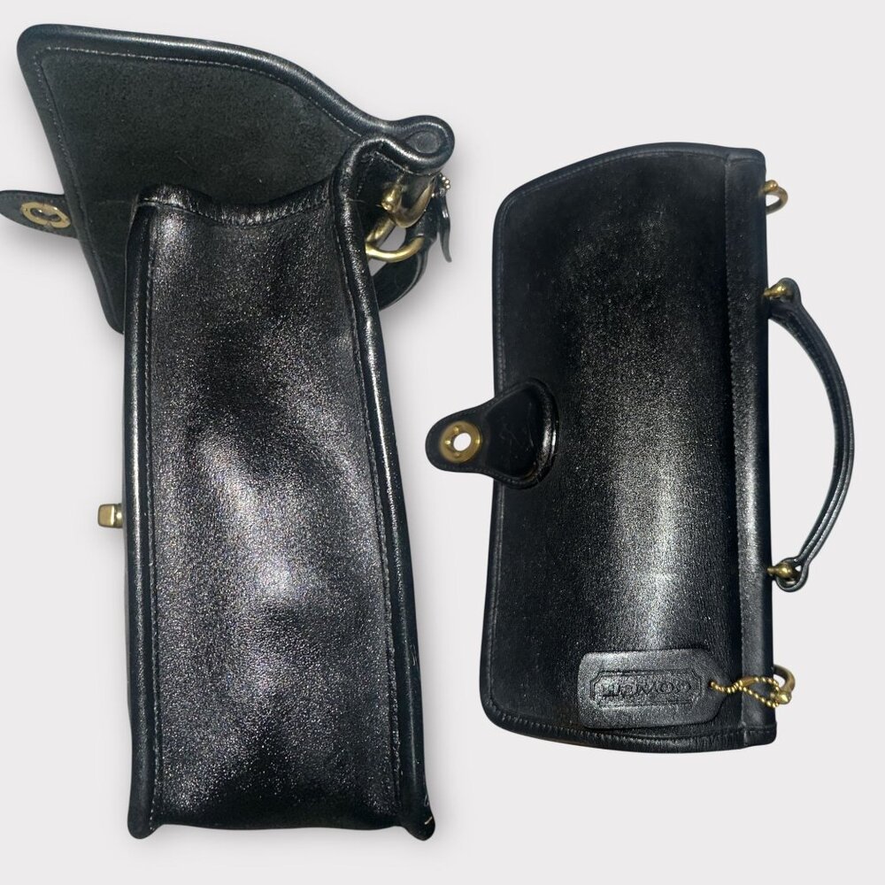 VTG Coach Willis Bag 9927 Black Leather Brass Turnlock Satchel 1994 Costa Rica - Picture 5 of 11